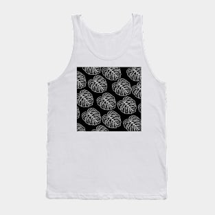 monstera tropical plant hawaii aloha print black and white Tank Top